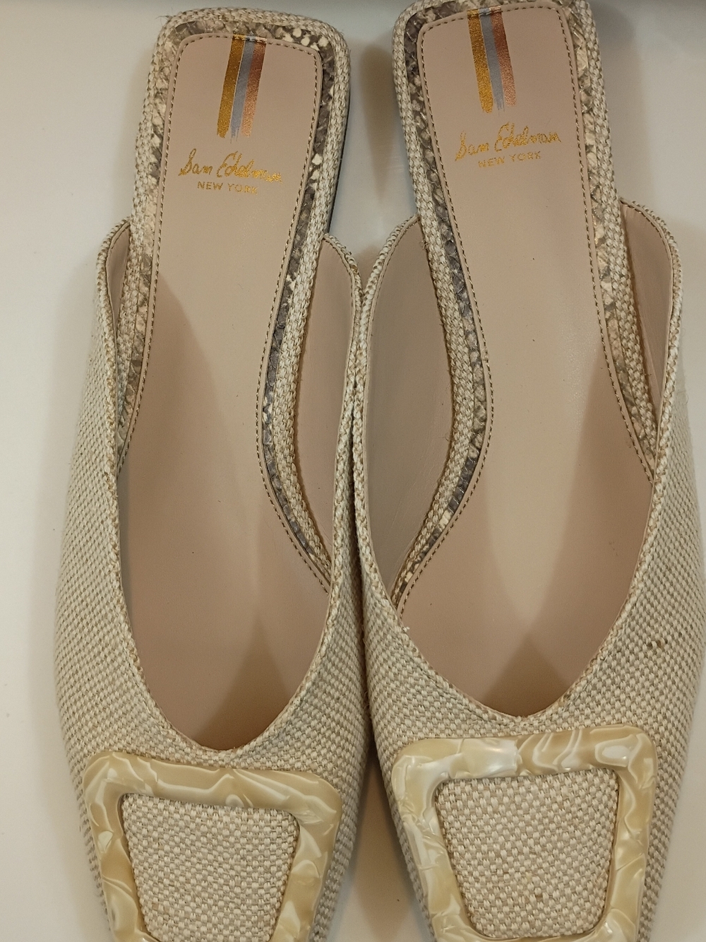 Sam Edelman Neutral Woven Square-Toe Slip-Ons - Picture 7 of 10